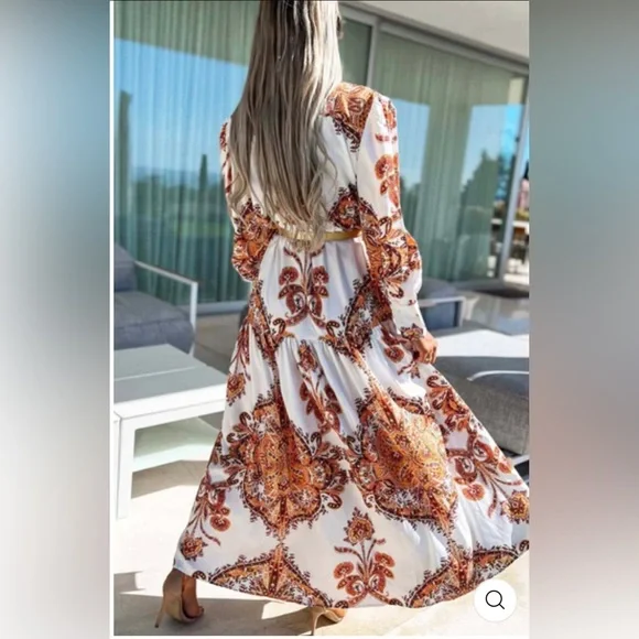 DIONNE Paisley Midaxi Dress - Rust NWT - Picture 5 of 8